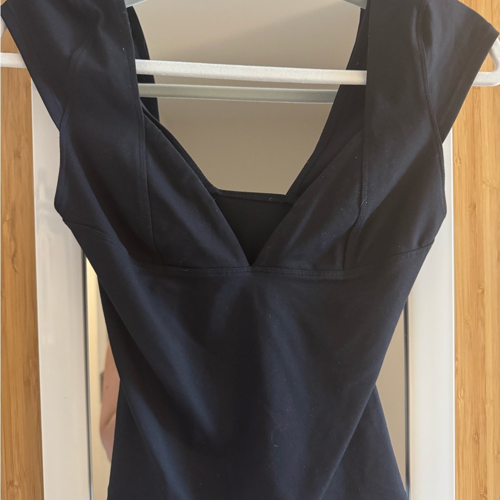 Free People Black deep V Top